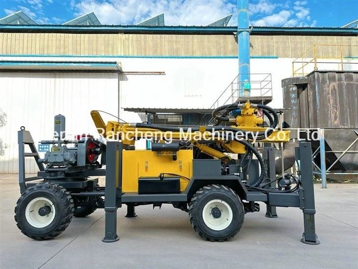 Yüksek verimli dört tekerlekli römork monte edilmiş boru deliği delme makinesi 220m Derinlik Güçlü 65KW motor