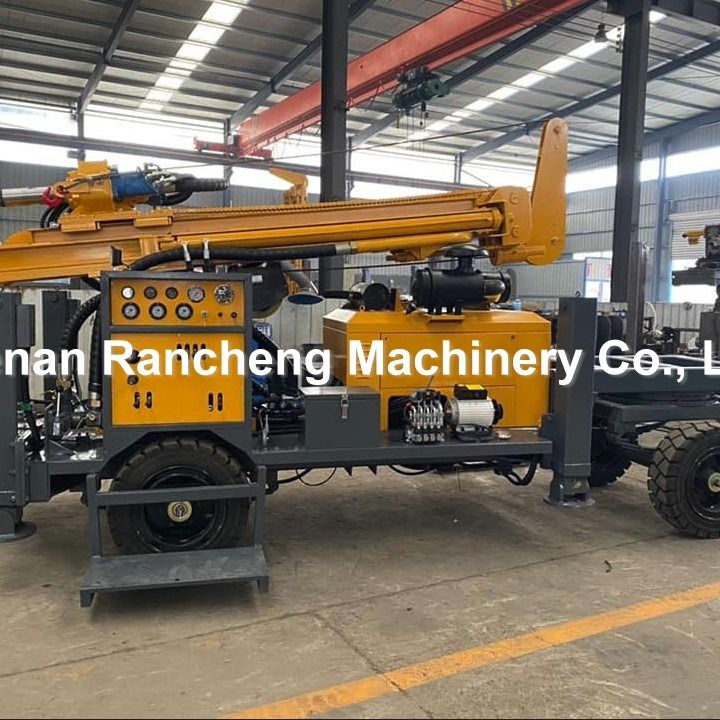 Her ikisi de çamur pompası DTH Hava sondajı RCF220W Döner Rig - 100 ila 220 Meter Kapasite