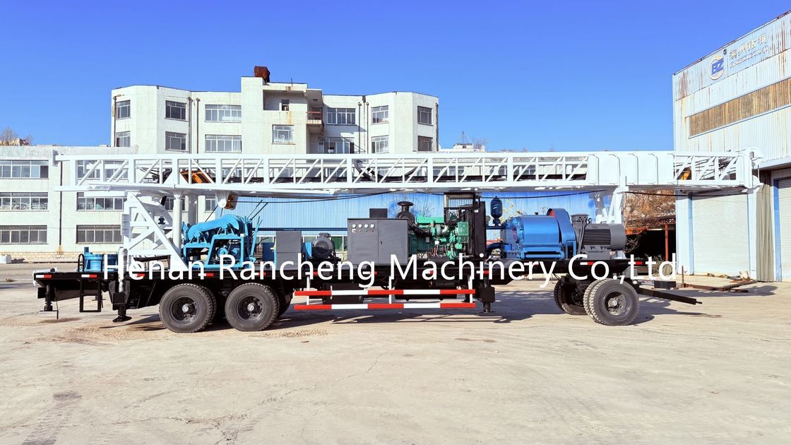 600m Su Kuyusu Sondajı İçin 132KW Cummins Dizel Motorlu Römorklu Su Kuyusu Sondaj Makinesi