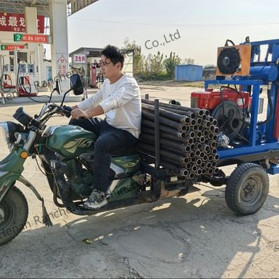 Küçük hidrolik taşınabilir üç tekerlekli su kuyusu sondajı makinesi verimli sondaj için